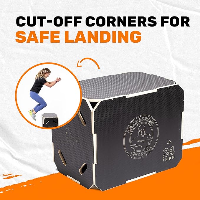 Plyo Box [Bells of Steel] Plyometric Box, 3-in-1, Anti-Slip, Wooden Step up Box for Workout, Jumps, Squats, Step-Ups, Knee-ups