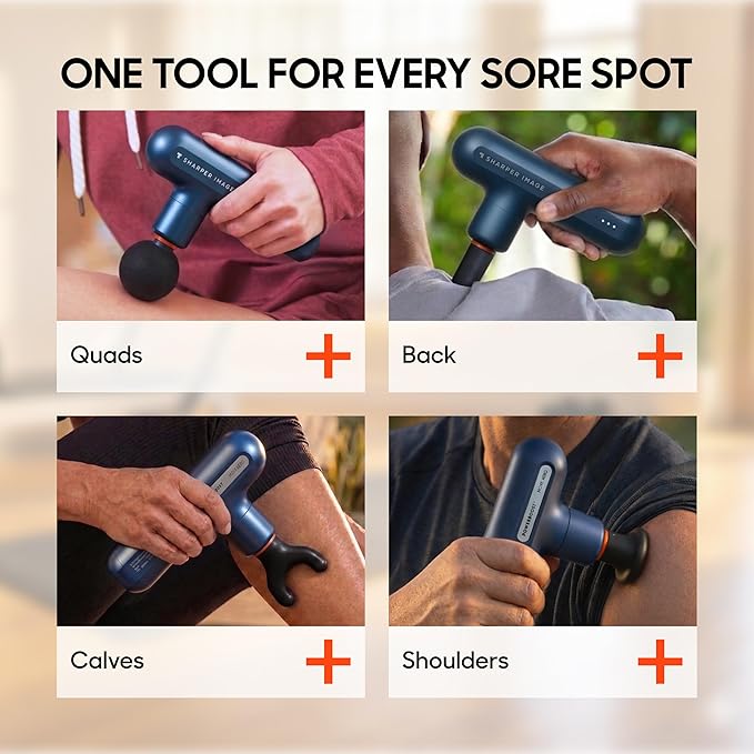 Sharper Image Powerboost Move Aero [New 2026 Version] Mini Deep Tissue Percussion Massage Gun| Muscle Recovery & Pain Relief Massage Tool| Full Body Back & Shoulder Massager| Travel Gift for Men Women
