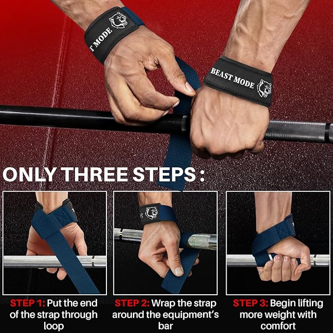TECEUM Lifting Straps for Weightlifting Gym Strength Training - Wrist Straps with Neoprene Padded Cotton - Men & Women – Ideal for Powerlifting, Bodybuilding & Deadlifts