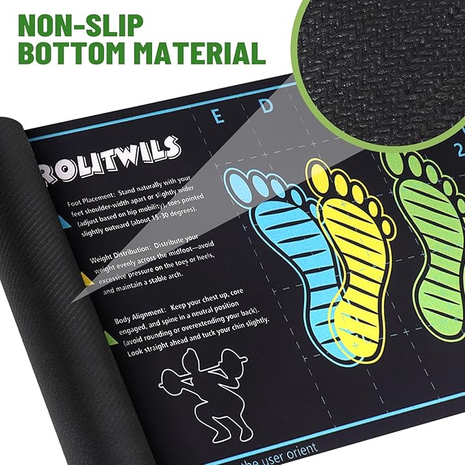 31.5'' X 13.8'' Anti-Slip Squat Mat with Foot Position Guides, Professional-Grade Exercise Mat Perfect for Squats, Leg Training and Lunges, Enhancing Muscle Activation, Versatility and Safety for Home Fitness Enthusiasts