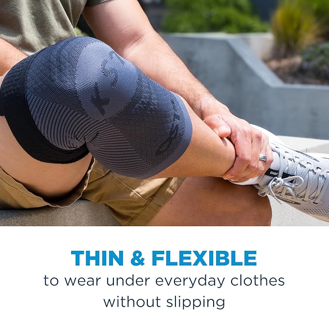OrthoSleeve KS7+ Adjustable Knee Sleeve for Knee Pain Relief, Running, Tendonitis, Arthritis & Swelling | Medical Grade Compression with Adjustable Strap