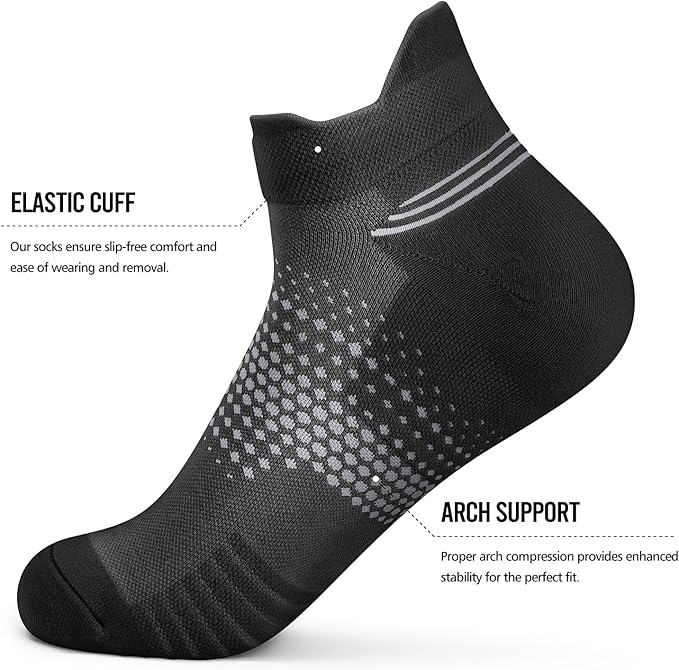 PAPLUS Ankle Compression Socks for Women 6 Pairs, Running Socks with Heel Tab, Cushioned Low Cut Athletic Socks