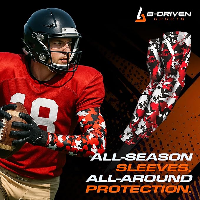 B-Driven Sports Pro Fit Compression Arm Sleeves for Men Women & Youth - Volleyball Golf Running Baseball Basketball - Pair