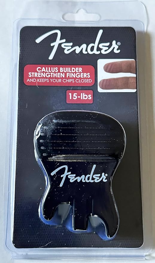 FENDER Patented Callus Builder & Finger Strengthener – Resistance Finger Exerciser for Guitar, Bass & Violin – Guitar Finger Trainer & Grip Strength Tool – Ideal Guitar & Bass Accessories (Tensions: RED=8-Lbs; BLACK=15-Lbs)