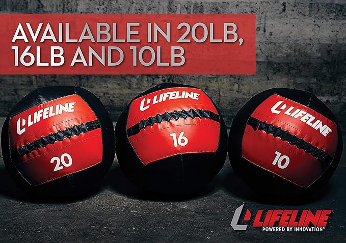 Lifeline Wall Ball Weighted Medicine Ball Core Strength with Sewn Exterior - Coordination, Stability, Cardio, Plyometrics, Crossfit