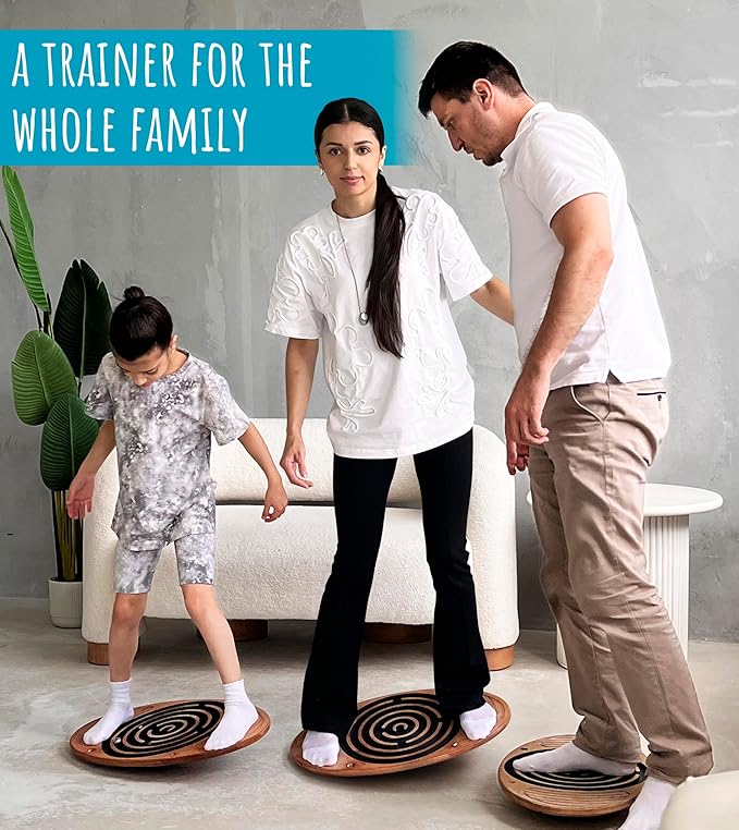 Wooden Balance Board with Labyrinth Maze 23"x14" – Core Strength & Coordination Trainer for Physical Therapy, Fitness & Rehabilitation | Natural Beech Wood, Holds 400 lbs