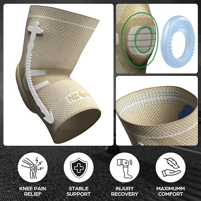 NEENCA Professional Knee Brace for Pain Relief, Medical Knee Compression Sleeve, Knee Support with Horizontal Knit Tech for Meniscus Tear, ACL, Arthritis, Joint Pain, Runner, Workout