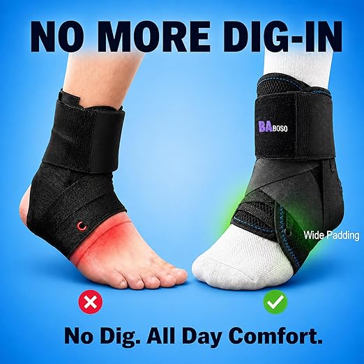 Ankle Brace for Sprain & Sports – 3-Point Support System, No Pressure Comfort Even After Hours, Figure-8 Stability, Easy Hook & Loop Fit for Running, Basketball & Work, XL