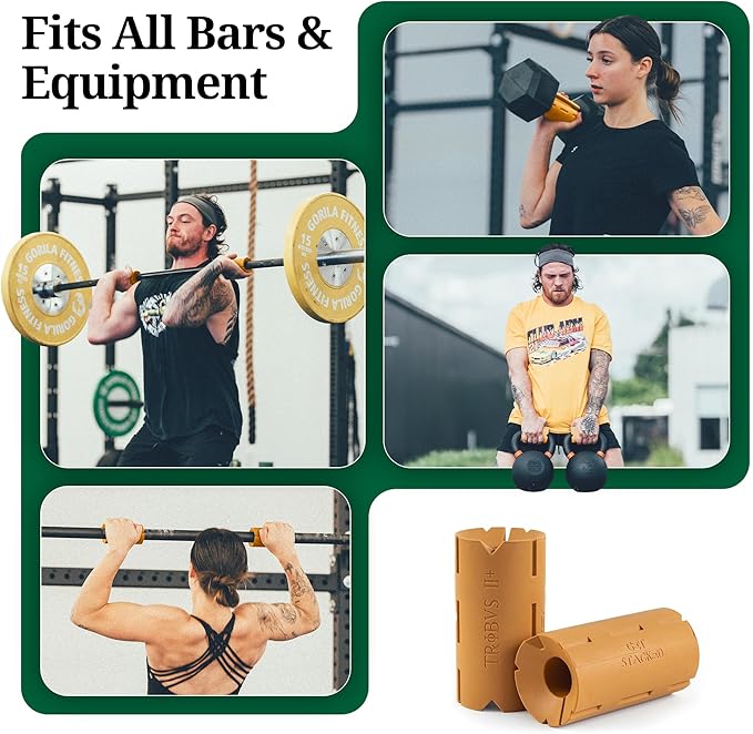 Thick Grips for Dumbbells & Barbells (2.0” diameter) - Thick Dumbbell Grips (One Pair), Arm & Forearms & Grip Strength