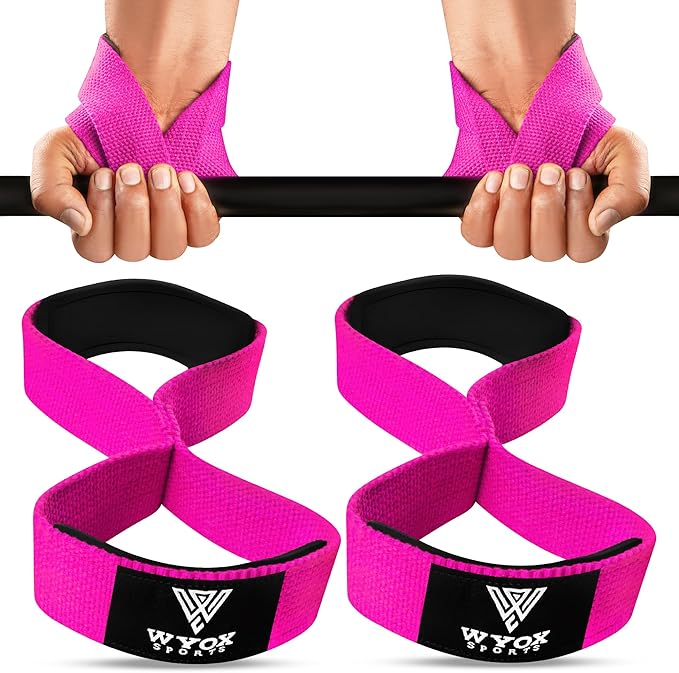WYOX Figure 8 Lifting Wrist Straps for Weightlifting – Heavy Duty Padded Neoprene Wrist Support, Powerlifting & Strength Training Lift Straps for Deadlifts, Pull Ups, Rows, Shrugs, Gym Training Hand Grip Support for Bodybuilding