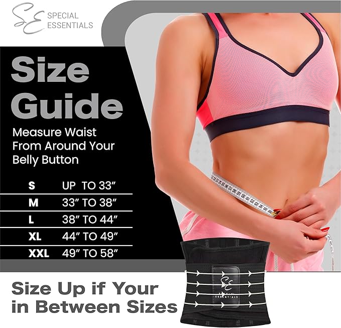 Special Essentials Waist Trainer for Women & Men Adjustable Sweat Band Waist Trimmer For Core Stability & Training Workouts