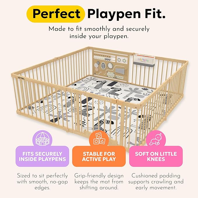 Miotetto Baby Mat for Floor, 73" x 73" Playpen Mat, Thick Soft Foam Padding Baby Play Mat, Portable Quilted playmat - Washable Baby Floor Play mat, Non-Slip Play Mat for Babies & Toddlers
