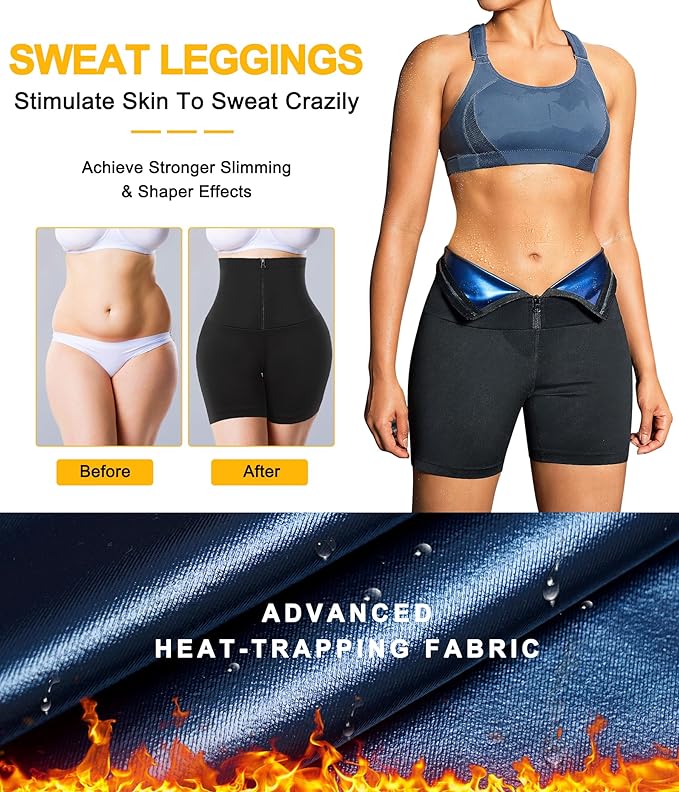 TrainingGirl Compression Sweat Shorts for Women Workout Sauna Suit Gym Sets High Waist Trainer Thigh Fat Slimmer Yoga Pants