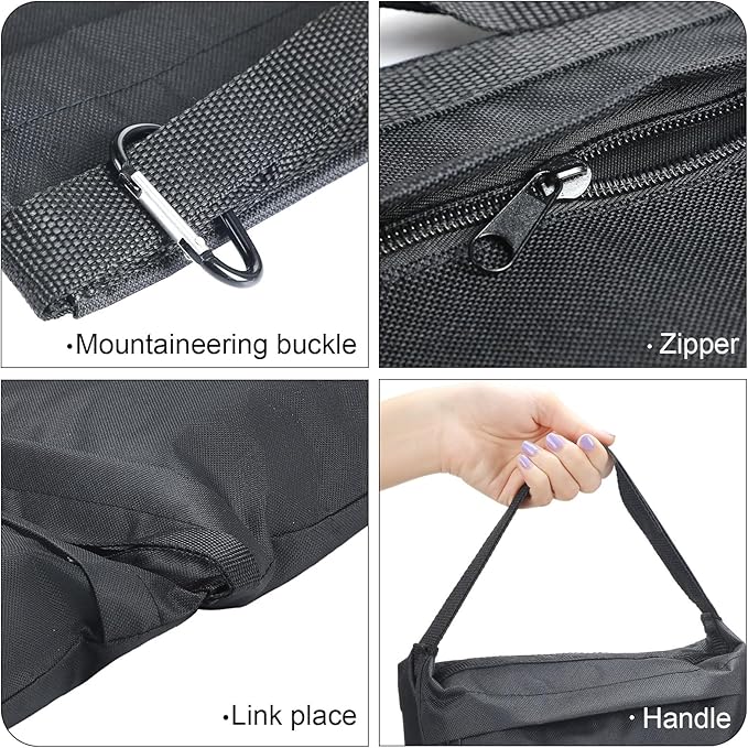 Hoteam 12 Sets Sandbag Weight Bag with Zipper, Spring Clamps, Hooks Heavy Duty Sand Bags Weights for Christmas Tree Stand, Outdoor Decorations, Canopy Tent, Fixed Brackets
