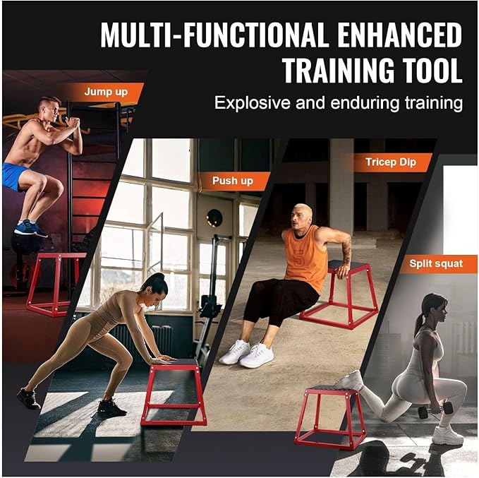 Plyometric Jump Boxes 12/18/24 Inch, 3-Piece Set - Anti-Slip Fitness Platform for Home Gym, Strength & Agility Training, Step Up Exercise Box