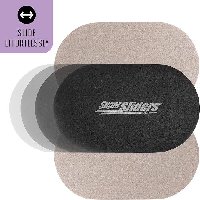 Super Sliders 3-1/2" x 6" Small Oval Reusable Felt Furniture Sliders for Hard Surfaces, Anti-Slip Protective Furniture Moving Pads for Beds, Sofas, Dressers, Set of 4, Beige