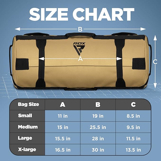 RDX Sandbag for Fitness Weights Training, Unfilled Power Bags with Handles, 5-200 LBs Adjustable Weighted Slam Bag for Strength Powerlifting Running Heavy Workout Home Gym Exercise, Sold AS UNFILLED