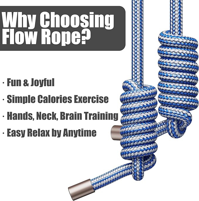 Flow Rope Exercise Jump Rope – 1.5lb Weighted Flow Jump Rope for Cardio, Boxing, HIIT & Upper Body Fitness – Adjustable Double Woven Workout Rope for Men, Beginners – Indoor & Outdoor Use