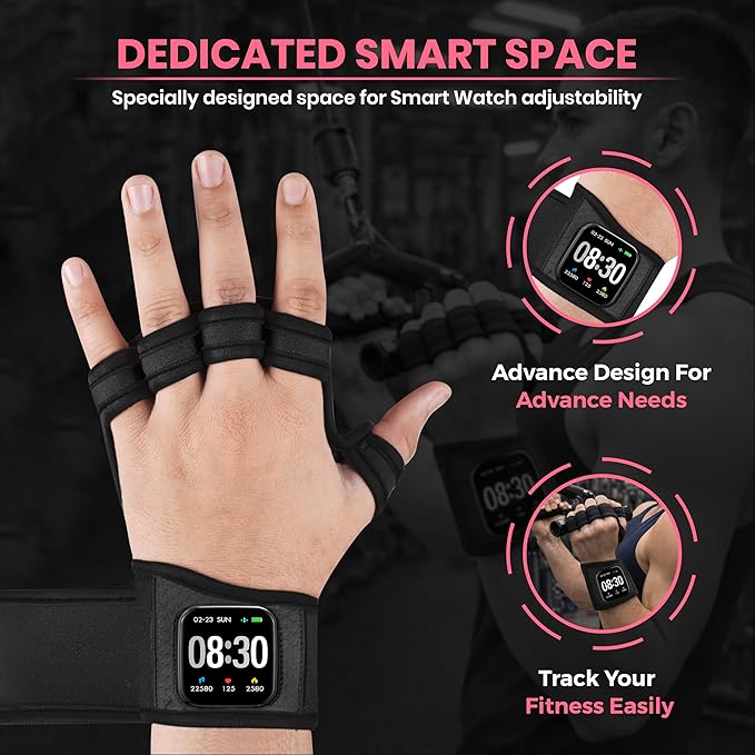 Workout Gloves for Men & Women, Smartwatch Compatible Ventilated Gym Gloves with Wrist Wrap Support, Breathable Weight Lifting Gloves for Fitness, Training & Cycling with Excellent Grip