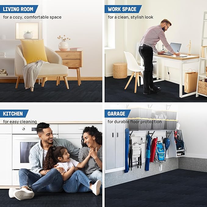 Yes4All EVA Interlocking Mats, Puzzle Floor Tiles, Foam Floor Padding with Border for Furniture, Home Space, Living Room, Garage