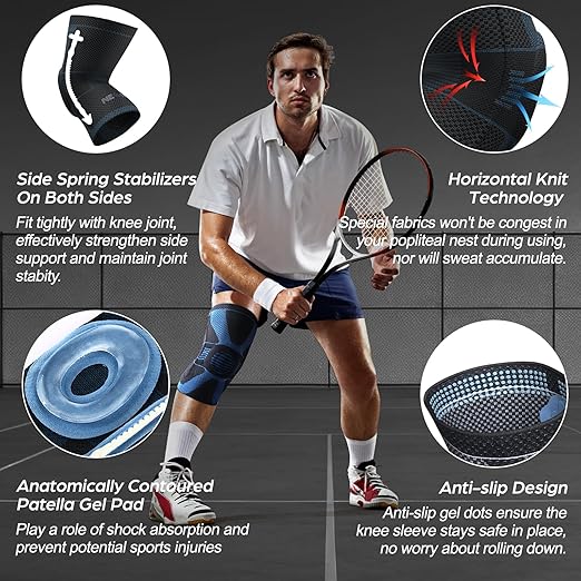 NEENCA Professional Knee Brace for Pain Relief, Medical Knee Compression Sleeve, Knee Support with Horizontal Knit Tech for Meniscus Tear, ACL, Arthritis, Joint Pain, Runner, Workout