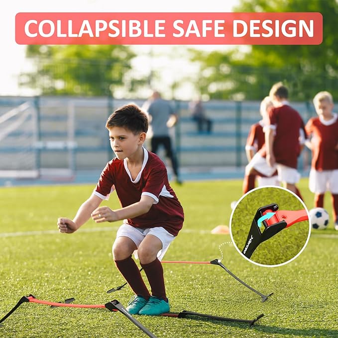 Premium Adjustable and Collapsible Hurdle and Agility Ladder Set for Athletes, Super Portable and Lightweight, with Carrying Bag