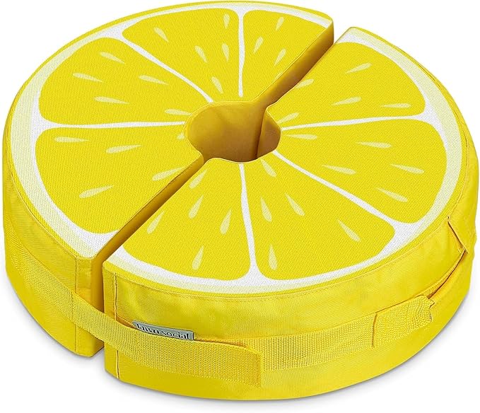 Lawn Social Umbrella Base Weight Bag, Round Heavy Duty Sand Bags for Cantilever Patio Umbrella, Universal Fit for Any Offset Design, Stabilize and Secure Umbrella (Yellow)