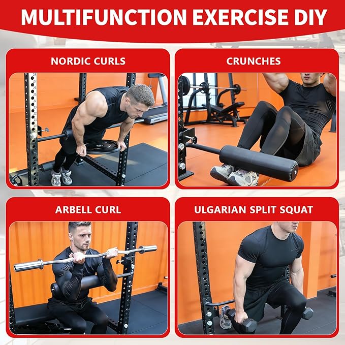 AHTAPFON Nordic Leg Roller for Rack Mounted,Bulgarian Split Squat Accessories,Nordic Hamstring Curl Attachment,Home Gym Equipment for uprights ranging from 2" to 4" wide