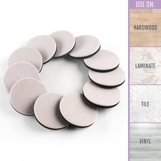 Super Sliders 3 1/2" Round Reusable Furniture Sliders or Movers for Hardwood to Move Mid-Sized Items, Beige (16 Pack)