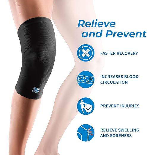 LP 647 Knee Braces For Arthritis Pain, Knee Pain Relief, Injury Recovery - Knee Sleeve For Weightlifting, Basketball, Hiking, Biking, Running, For Men Women (Black, S, 2 Pack)