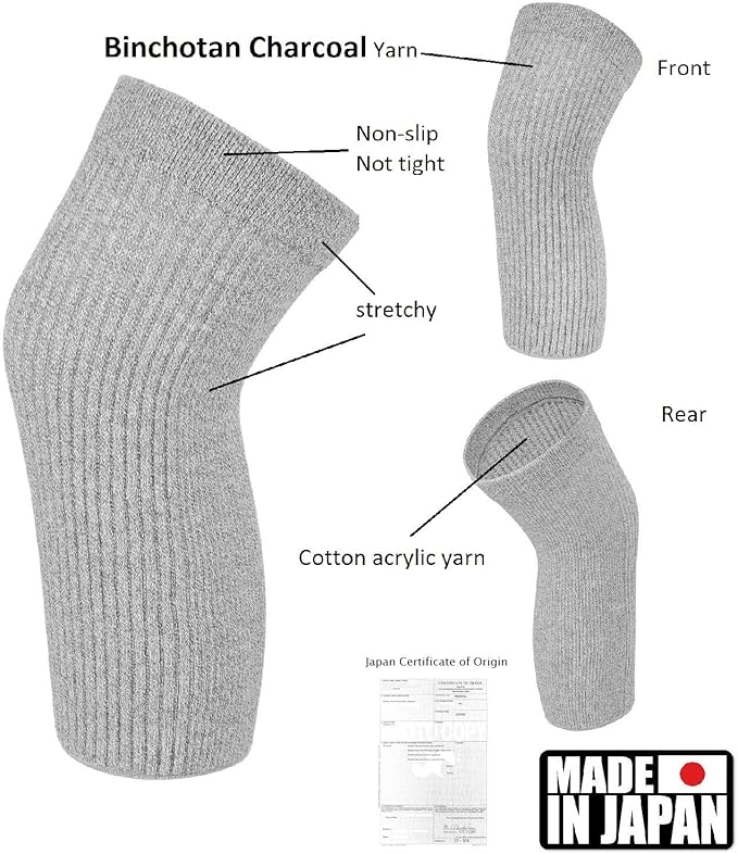 SENIOR ICARE Elastic Cotton Knee Warmers, Knee Sleeves for Men and Women - Circulation Support and Joint Pain Relief, Arthritis Aid, One Pair, Made in Japan