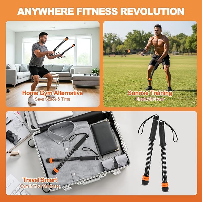 Adjustable Weighted Ropeless Battle Ropes for Home Gym, Heavy Duty Portable Workout Rope for Strength Building & Low-Impact Cardio, Fitness Equipment for Men & Women with HIIT Training