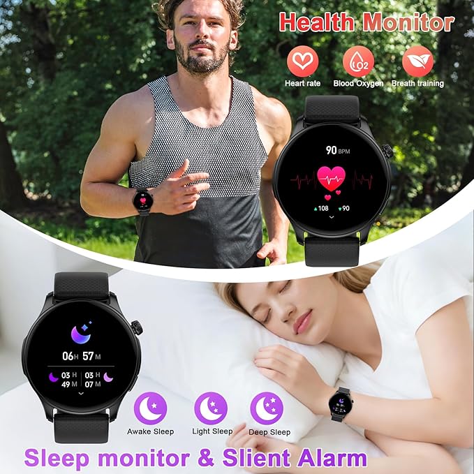 Smart Watch for Men Women Fitness Tracker: Waterproof Bluetooth Call Answer/Make Smart Watches for Android/iPhone Digital Mens Smartwatch Activity Pedometer Heart Rate SpO2 Monitor 120+ Sports Model