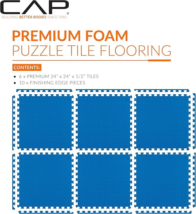 CAP Puzzle Exercise Mats | 1/2” Thick EVA Interlocking Foam Tiles for Home Gym Flooring | Multiple Options