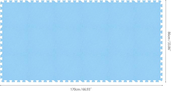 qqpp EVA Rubber 18 Tiles Interlocking Puzzle Foam Floor Mats - Baby Play Mat for Playing | Exercise Mat for Home Workout. Blue. QC-Gb18N