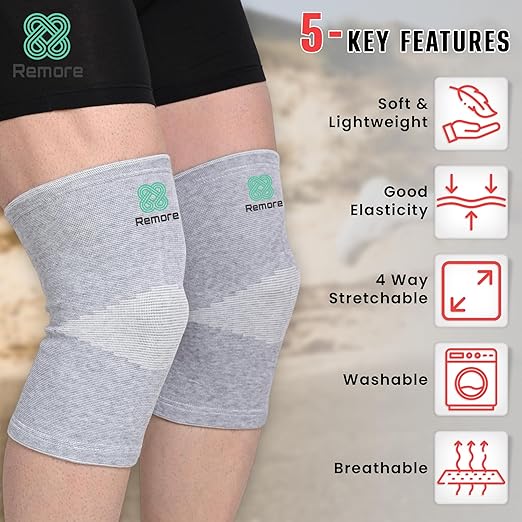 Bamboo Knee Compression Sleeve for Men and Women Bamboo Knee Brace for Men and Women Knee Pain, Gym, Running, Basketball, Meniscus Tear, Sports, Joint Pain Relief, Injury Recovery (52-58cm Thigh) (XL)