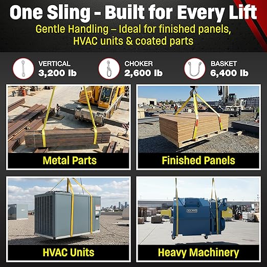 DD Sling 1 Inch x 3 Foot Nylon Lifting Sling – USA Made, 3,200 lb Vertical, 2,600 lb Choker, 6,400 lb Basket – 2-Ply Heavy Duty 900 Webbing, Type 4 Twisted Eye & Eye Rigging Sling