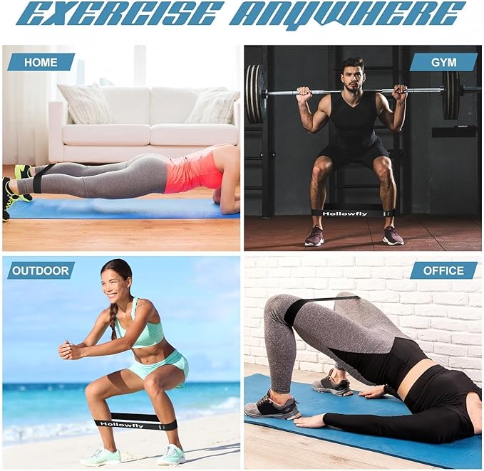 Hollowfly 30 Pcs Latex Resistance Loop Exercise Bands for Booty Workout Stretch Exercise Band Non Slip for Legs Squat Resistance Loop Women Men Starter Butt Hip Thigh Fitness