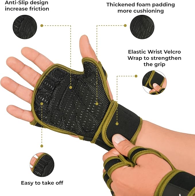 Neoprene Padded Weight Lifting Gloves for Men and Women - Ventilated Workout Gloves for Athletes Gym Sessions Cycling Tracking & Sports with Full Palm Protection