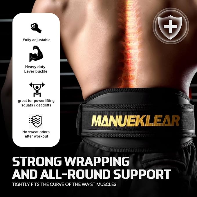 Weight Lifting Belt, Lifting Belts for Women Men,MANUEKLEAR Weightlifting Belt Quick Locking Back Support for Bodybuilding, Fitness, Powerlifting, Cross Training, Squats, Workout, Exercise