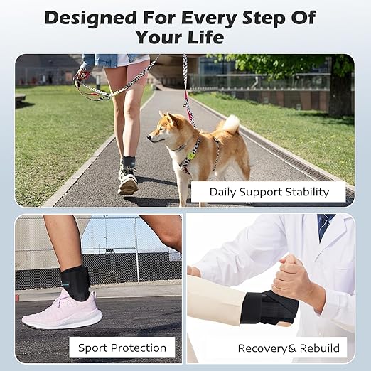 Ankle Brace for Sprained Ankle, Ankle Brace for Women Men Adjustable & Air Fabric Cool With 2 Removable Side Splints, Ankle Stabilizer for Basketball, Volleyball, Sports, Injury Recovery (Small)