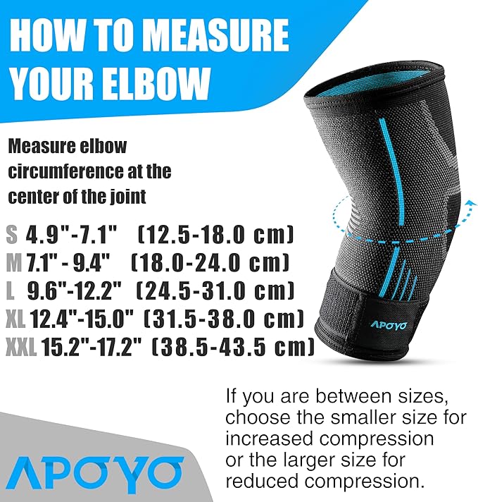 APOYO Elbow Brace for Tendonitis and Tennis Elbow, Compression Sleeve for Arthritis, Workouts, Reduce Joint Pain During Fitness Activity (X-Large)