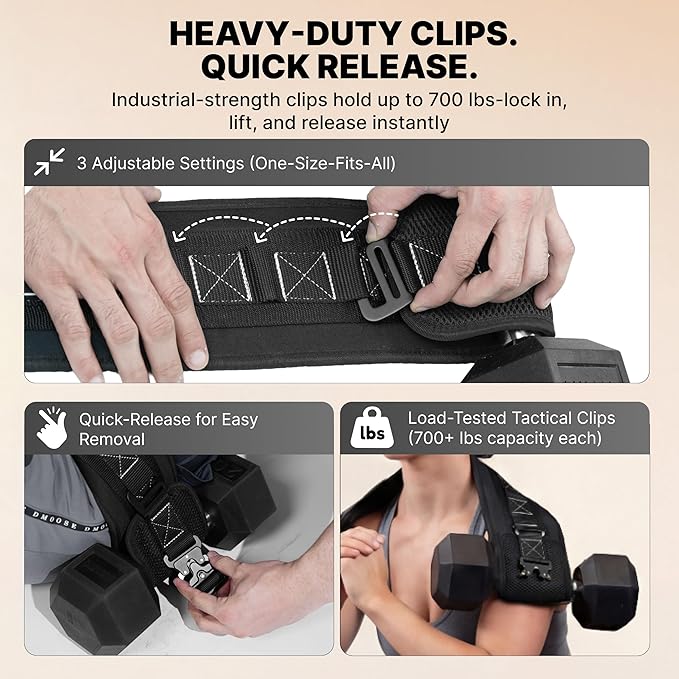 DMoose Fitness Hip Thrust Belt - Dual-Strap Glute Builder for Dumbbells, Plates, Kettlebells (Supports up to 700 lbs) - Comfortable Padded Booty Belt for Home & Gym