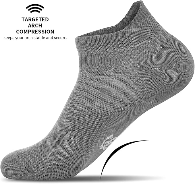 Compression Running Ankle Socks (6 Pairs) for Men & Women, Running Socks With Arch Support