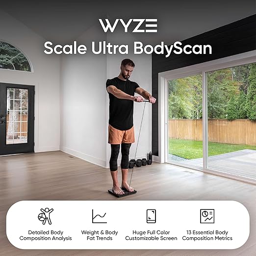 Wyze Smart Scale Ultra BodyScan with Handle – Wi-Fi & Bluetooth Body Composition Scale for Weight, BMI, Body Fat, Muscle Mass, and Segmental Measurement, 400 lbs, White