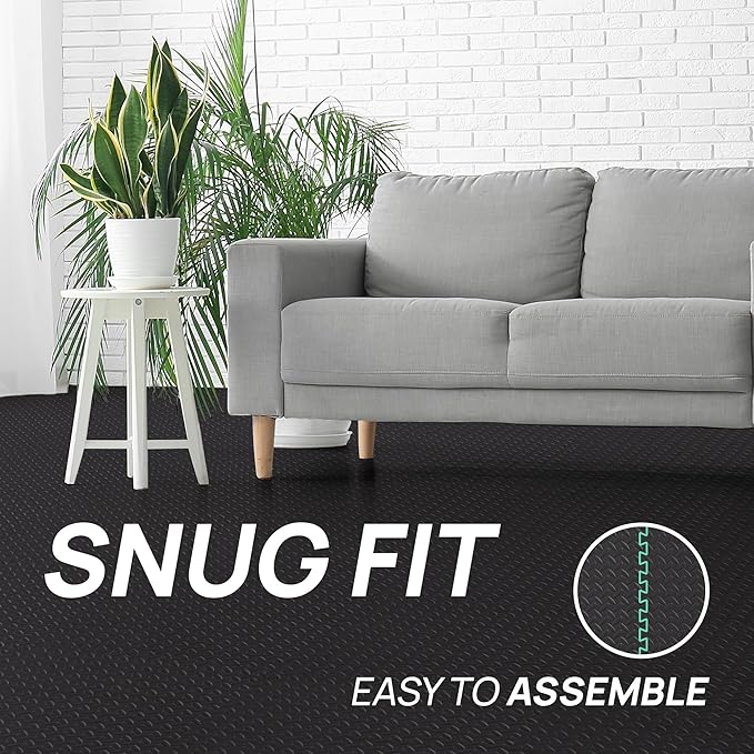 Yes4All EVA Interlocking Mats, Puzzle Floor Tiles, Foam Floor Padding with Border for Furniture, Home Space, Living Room, Garage 11 SQFT
