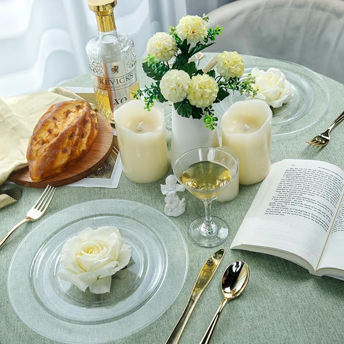 FLOWERCAT 60PCS Clear Plastic Plates - Disposable Clear Plates Heavy Duty for Christmas Party/Wedding/New Year - Include 30PCS 10.25inch Dinner Plates and 30PCS 7.5inch Dessert/Salad Plates