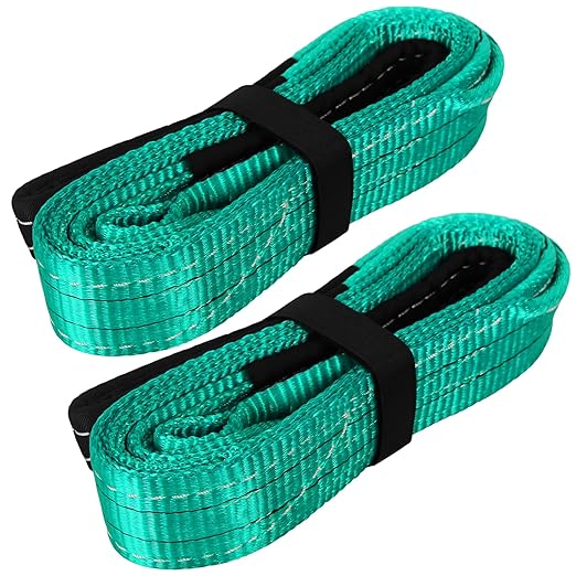 Lift Sling Straps,2" x 4' Heavy Duty Flat Eye Lift Sling, Lifting Straps Nylon Tree Saver Recovery Strap Web Sling Winch Strap 2 Pack