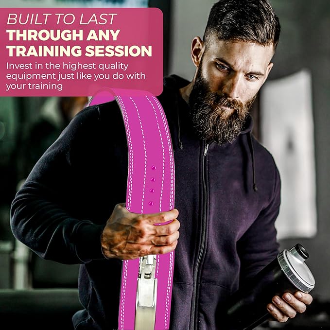 Flexz Fitness Lever Weight Lifting Belt Leather - 10MM 13MM Powerlifting Gym Belts for Men & Women - Lower Back Support for Weightlifting Deadlifts Squats Heavy Duty IPF Bodybuilding