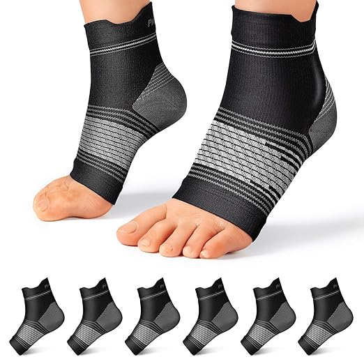 6 Pairs Plantar Fasciitis Socks for Men & Women, Ankle Brace Compression Socks with Arch Support for Achilles Tendonitis, Heel Pain, Swelling & Arthritis Relief, Black, X-Large